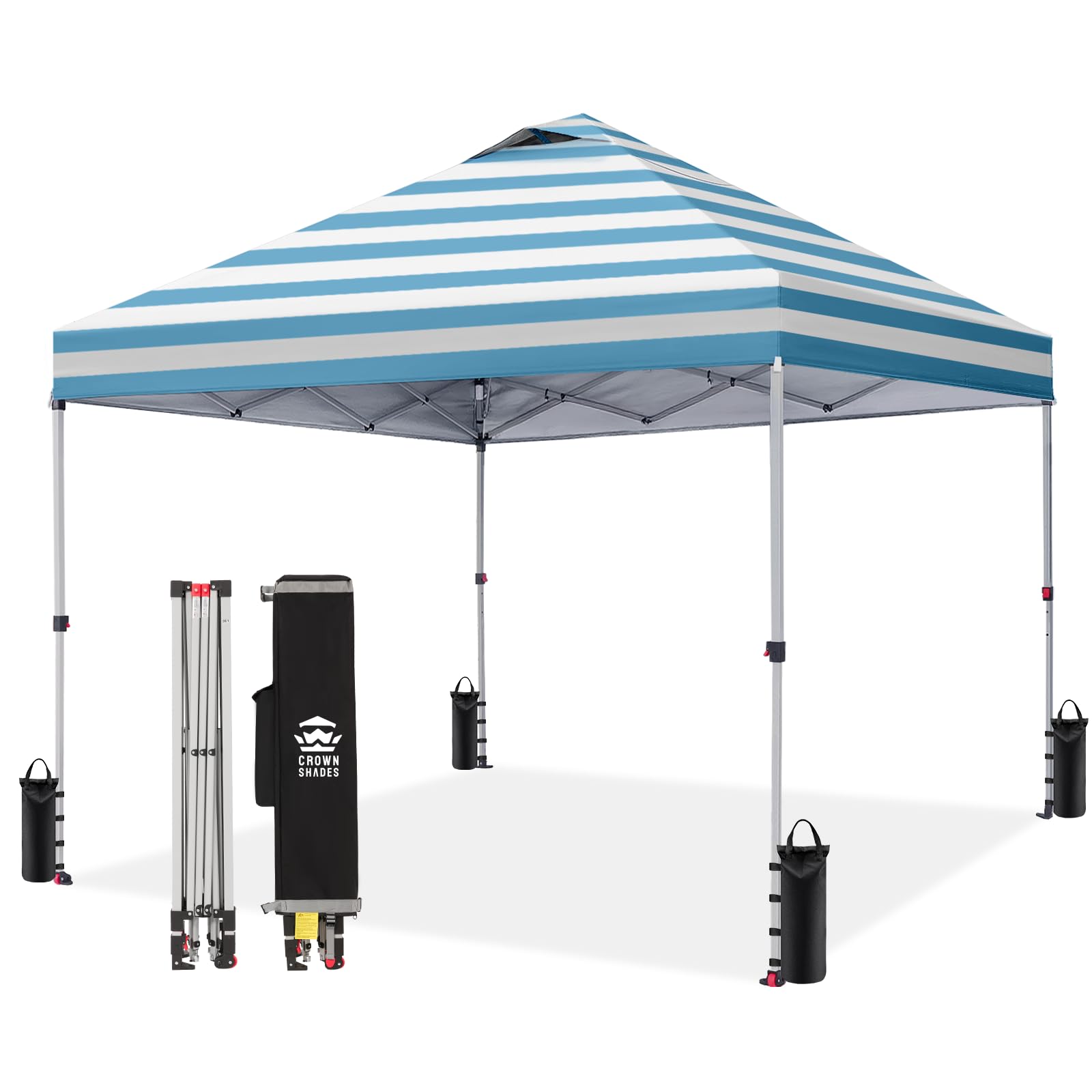 CROWN SHADES 8x8 Pop Up Canopy Tent with One Push Setup, Grid White
