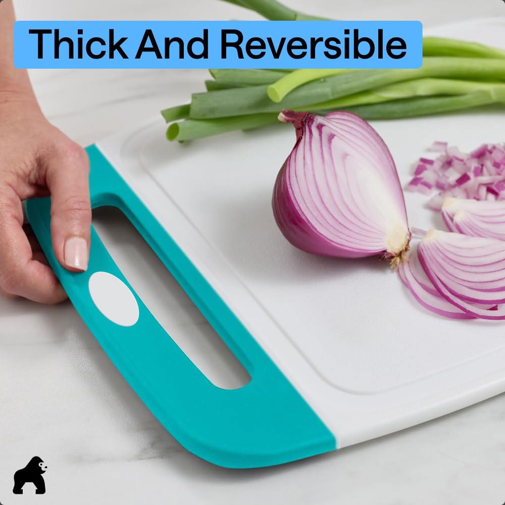 GORILLA GRIP BPA-Free Reversible Kitchen Cutting Board, Set of 3, Black