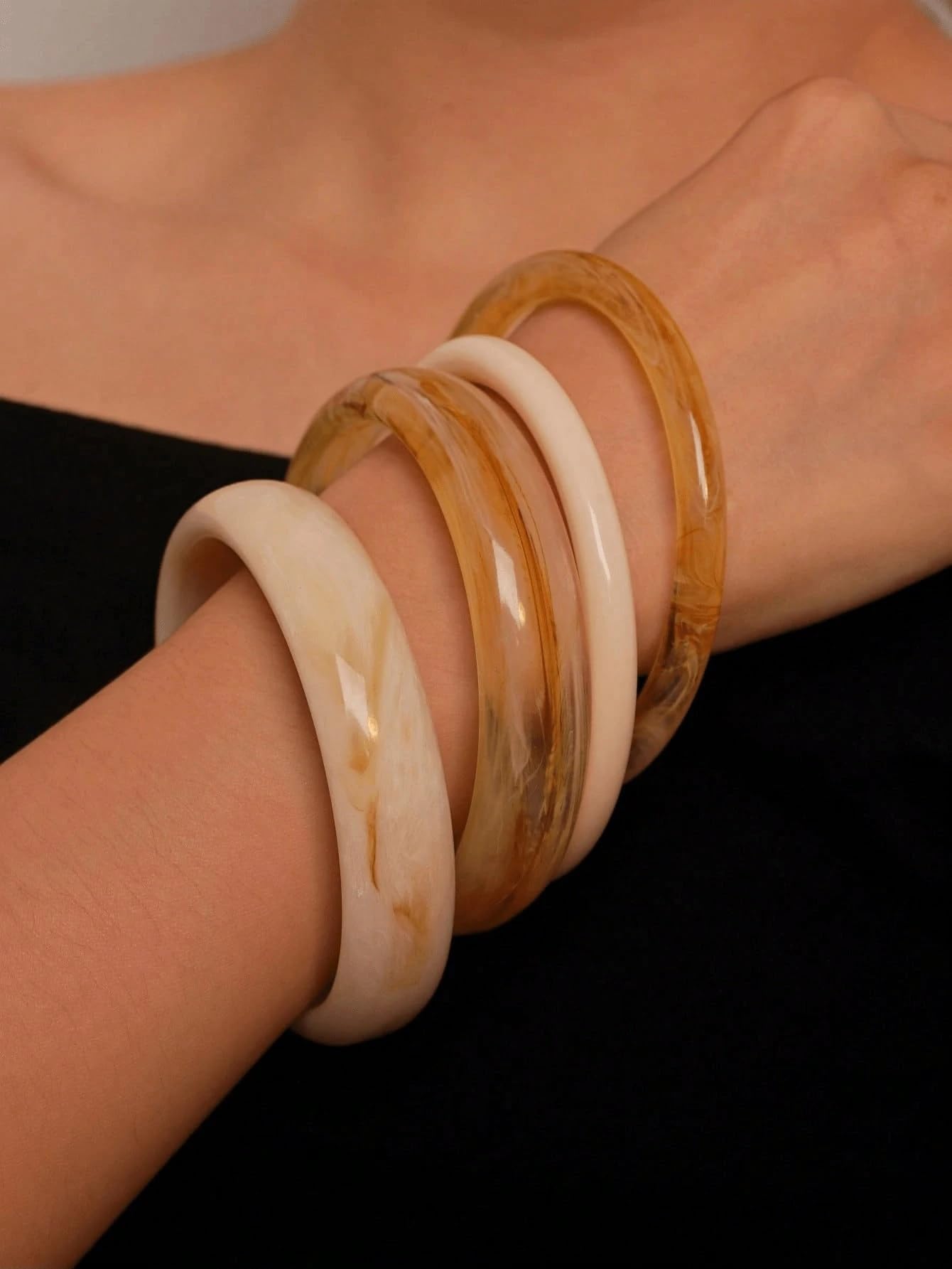 ÌF ME Acrylic Bangles Bracelets for Women, Irregular Acrylic Resin Chunky Bracelets Geometric Fashions Thick Statement bangle Set