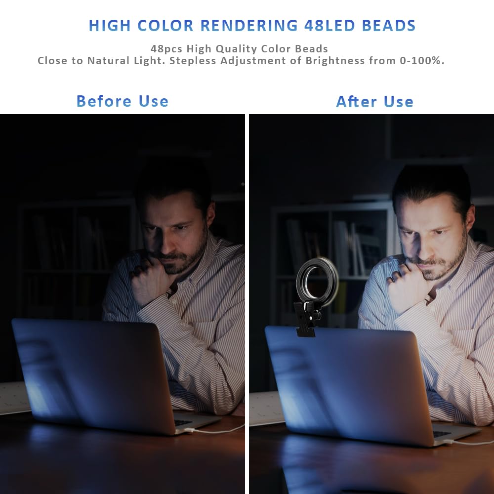 Cyezcor Video Conference Lighting Kit, Ring Light for Monitor Clip On