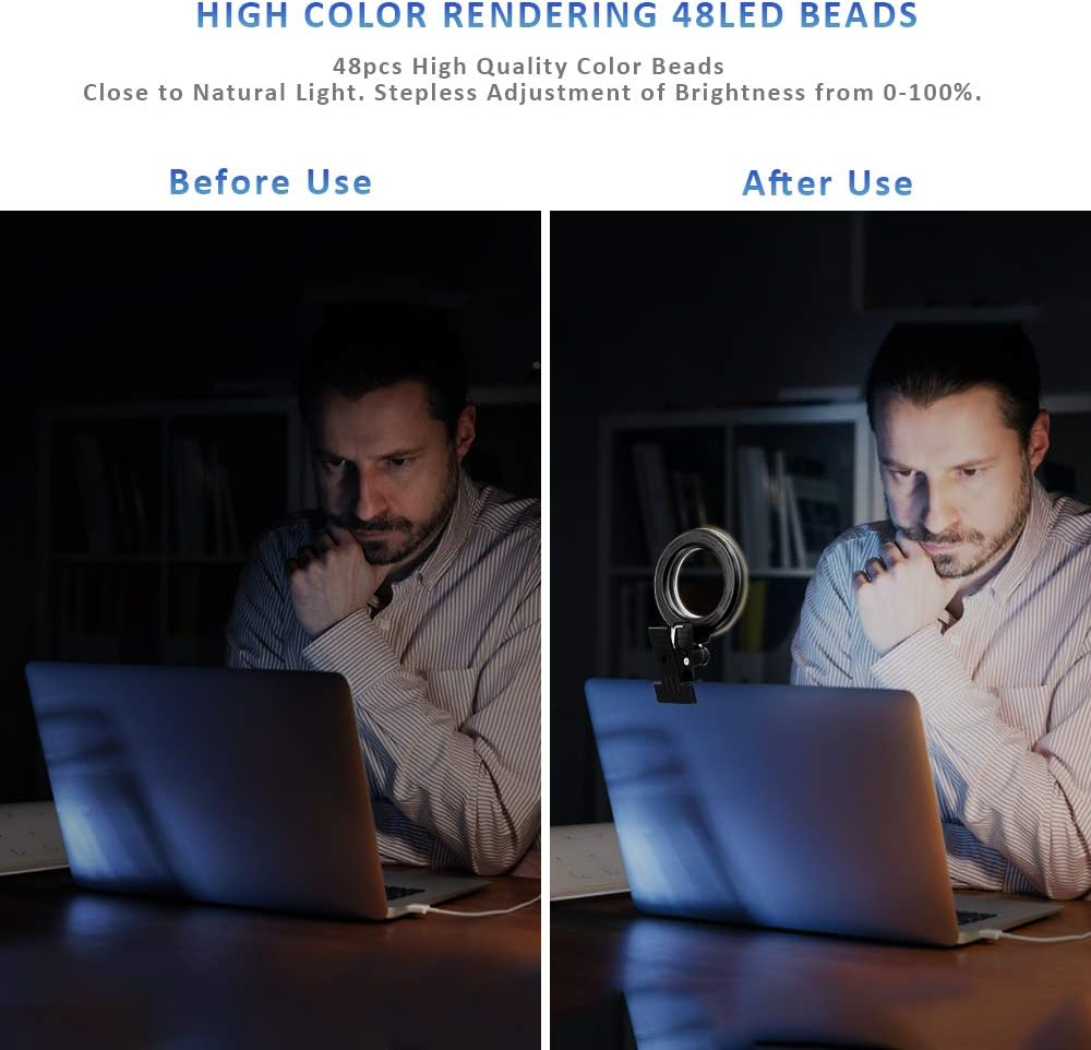Cyezcor Video Conference Lighting Kit, Ring Light for Monitor Clip On