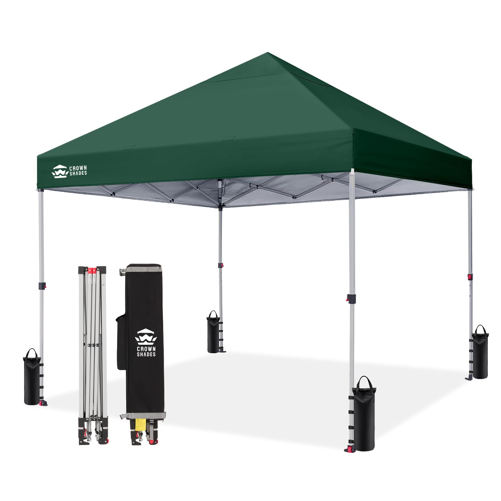 CROWN SHADES 8x8 Pop Up Canopy Tent with One Push Setup, Grid White