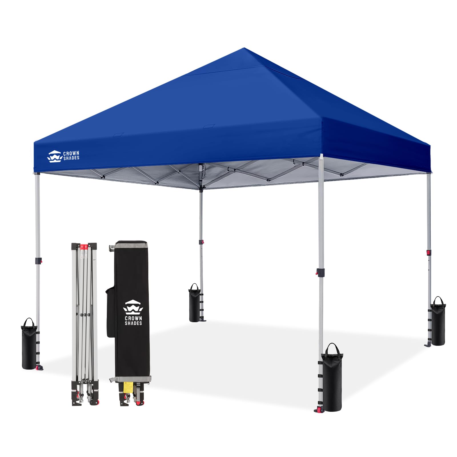 CROWN SHADES 8x8 Pop Up Canopy Tent with One Push Setup, Grid White
