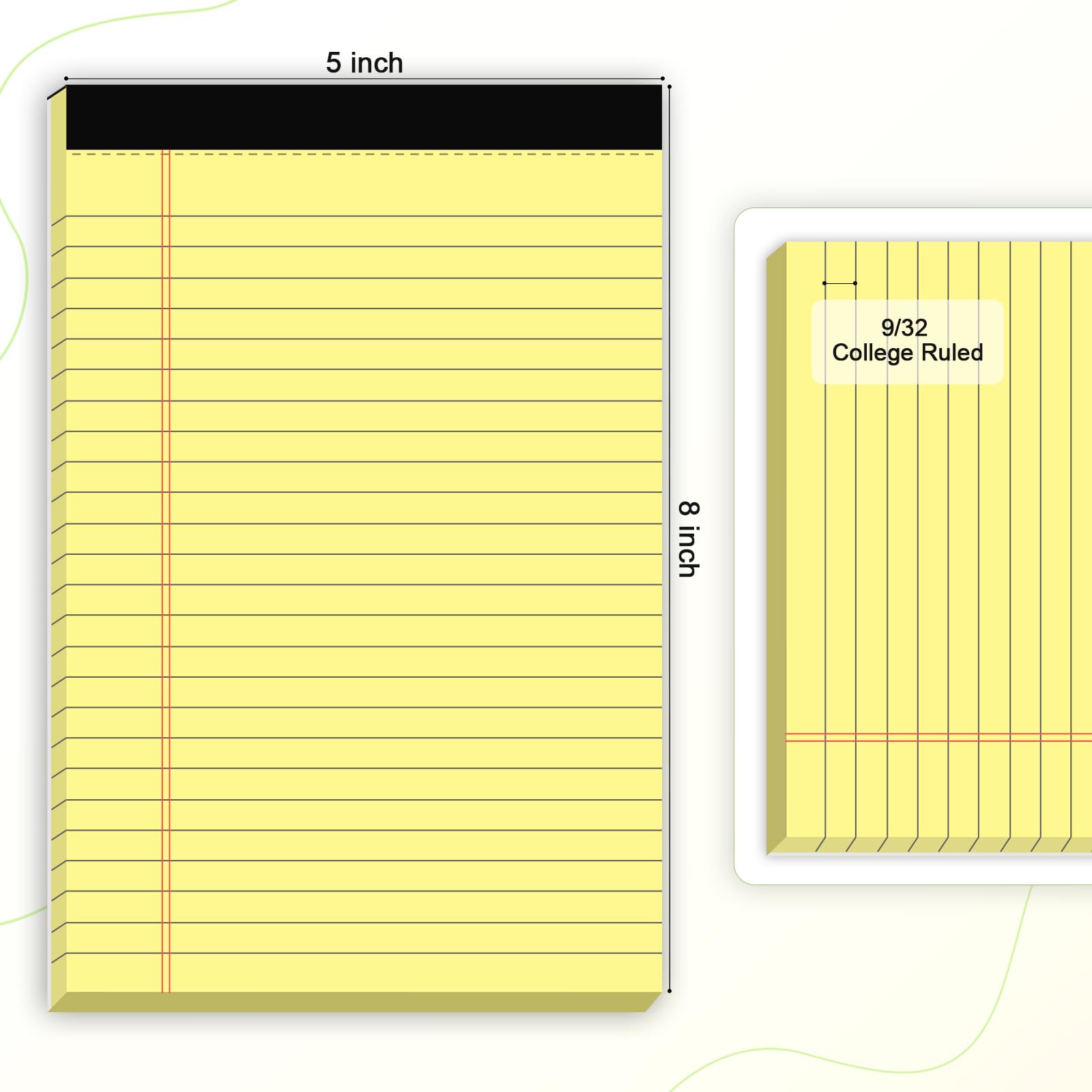 5pcs Small Note Pads 5x8 Notebook College Ruled Legal Pads Color Notepads 5 Pack Study Back Writing Pads 5 x 8 Perforated Narrow Ruled Pads of Paper for School & Office Supplies 30 Sheets/Pack