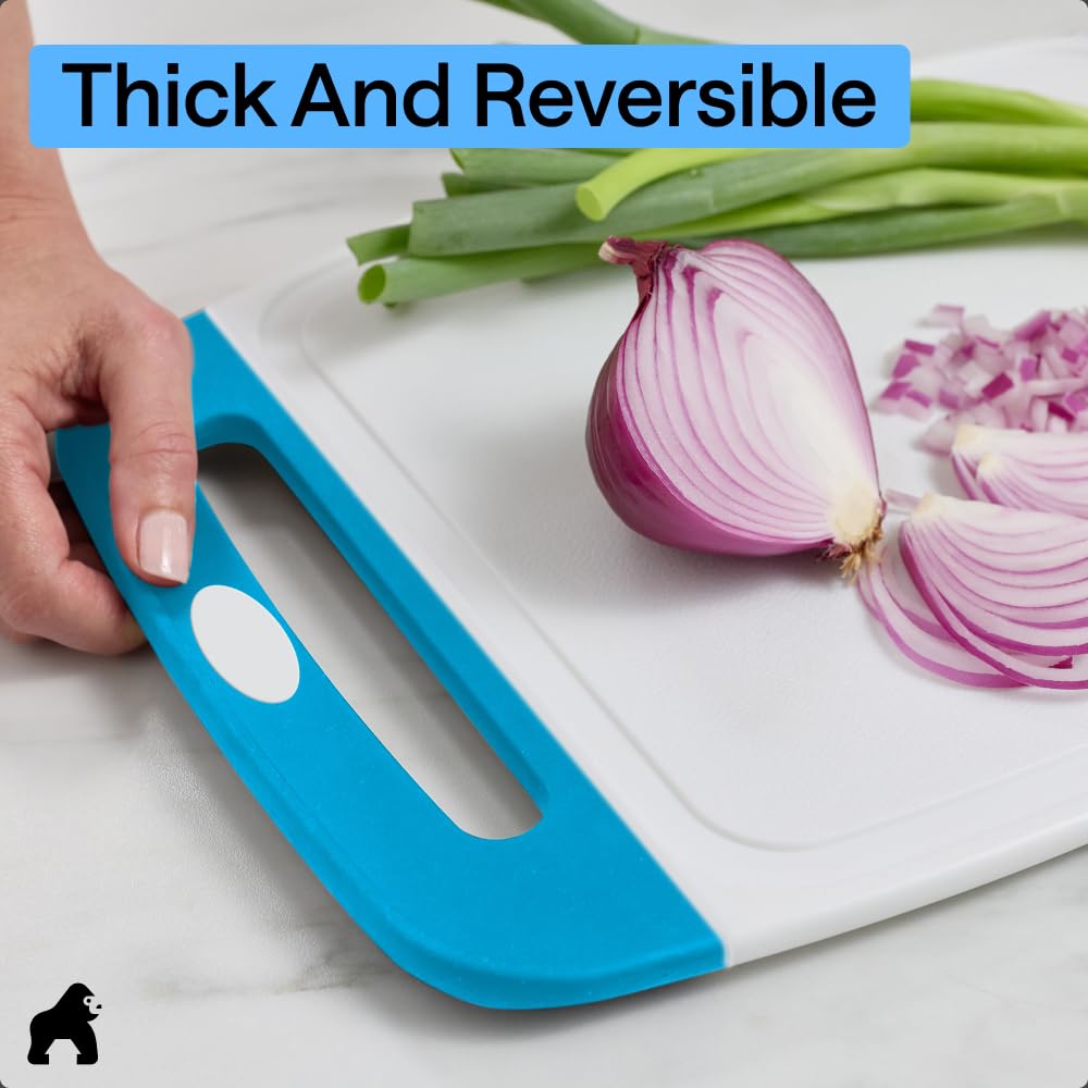 GORILLA GRIP BPA-Free Reversible Kitchen Cutting Board, Set of 3, Black