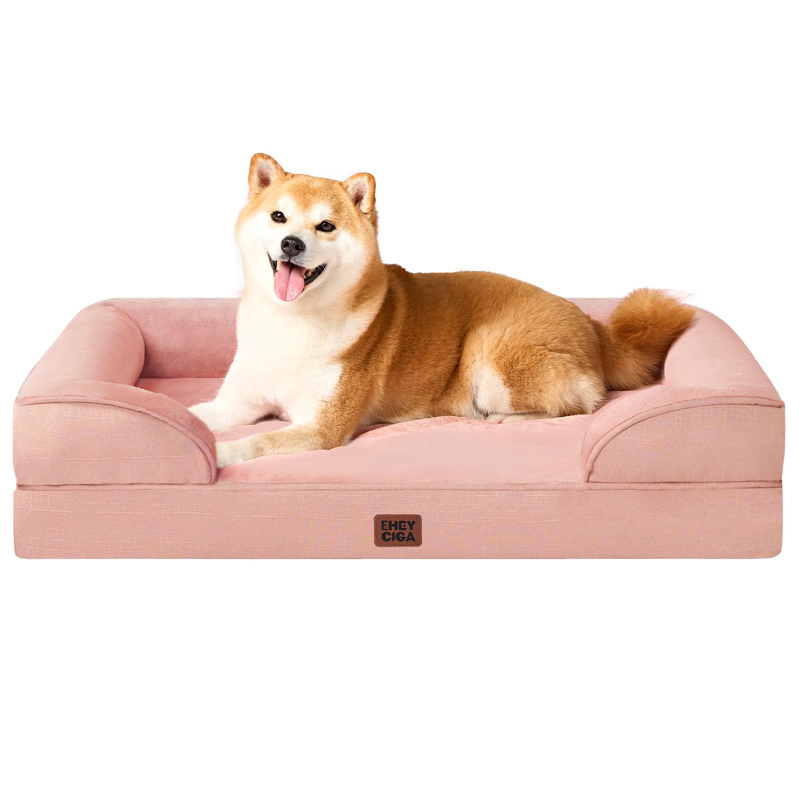 EHEYCIGA Orthopedic Dog Beds Large Sized Dog, Waterproof Memory Foam Pet Bed with Sides, Non-Slip Bottom Large Pet Bed with Washable Removable Cover, Grey