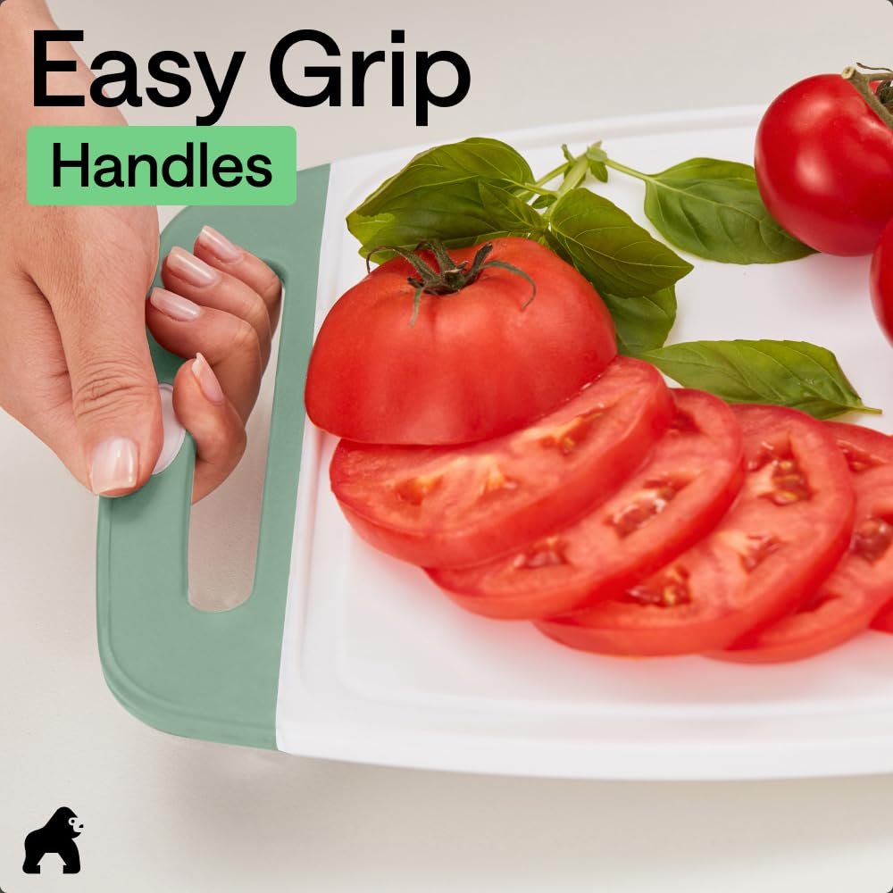 GORILLA GRIP BPA-Free Reversible Kitchen Cutting Board, Set of 3, Black