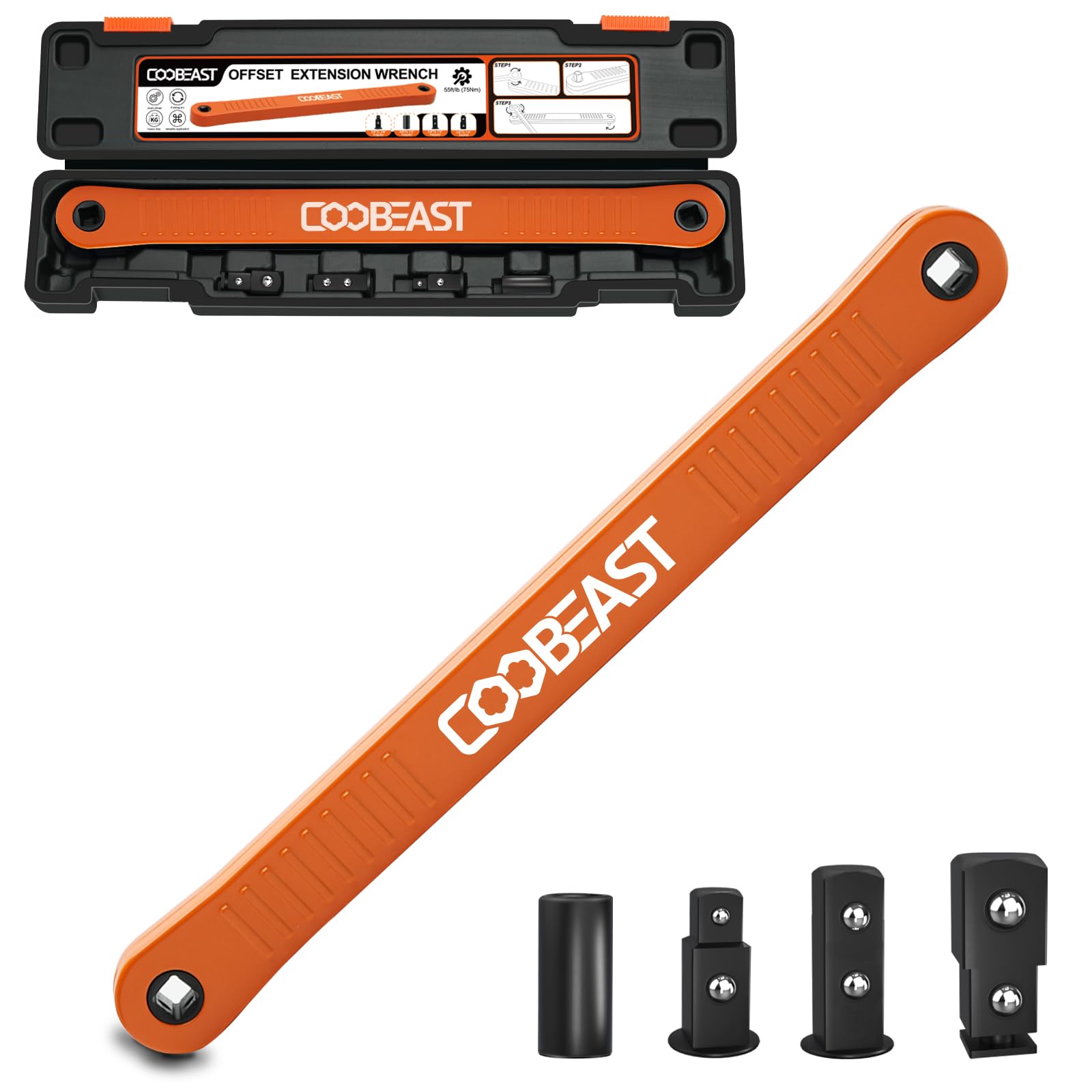 3/8" Offset Extension Wrench Impact Ready Socket Wrench Extender Tool（Red）