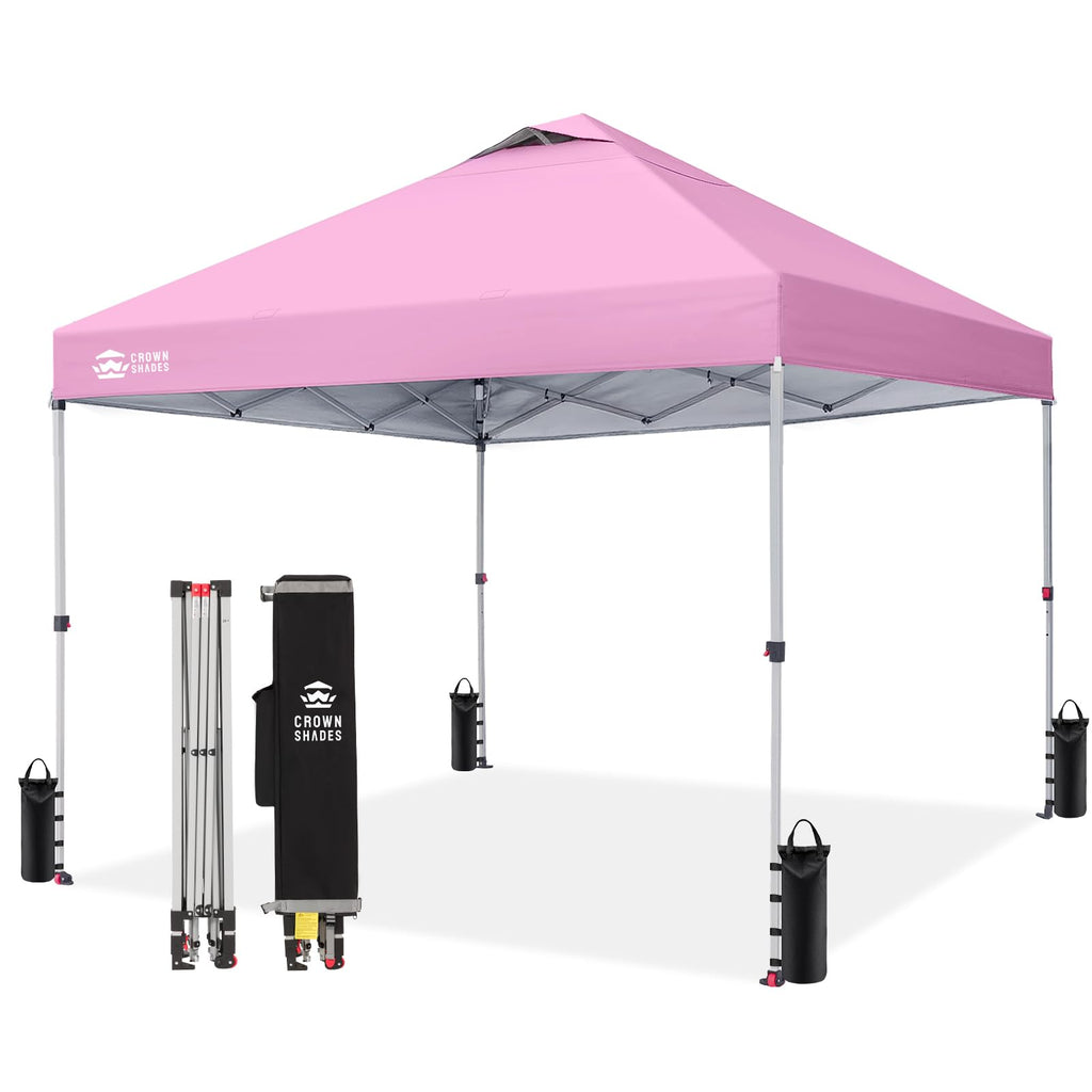 CROWN SHADES 8x8 Pop Up Canopy Tent with One Push Setup, Grid White