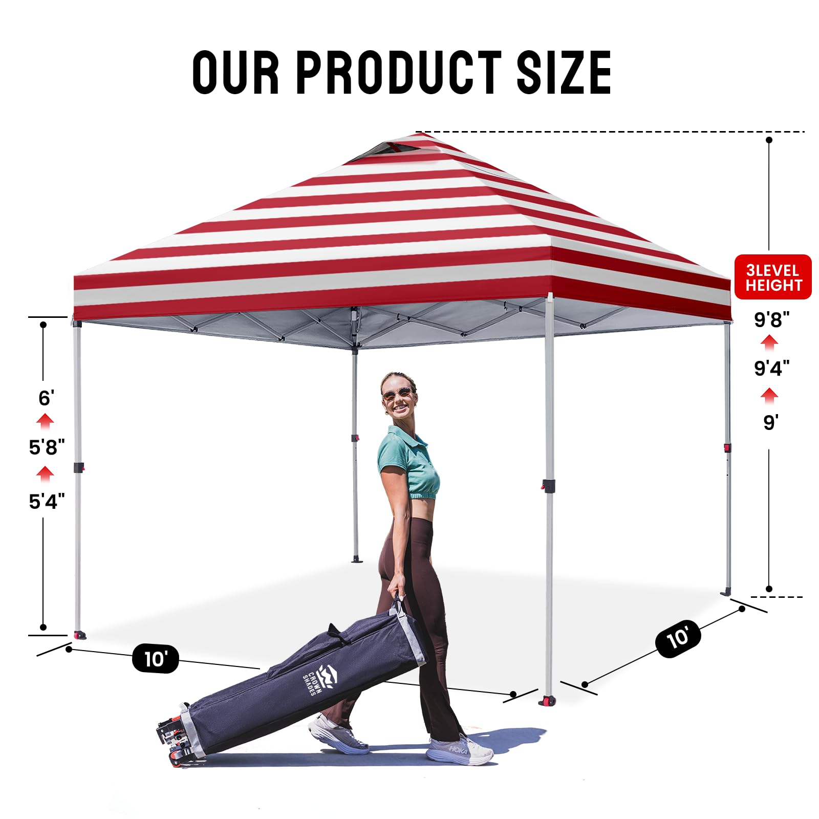 CROWN SHADES 8x8 Pop Up Canopy Tent with One Push Setup, Grid White