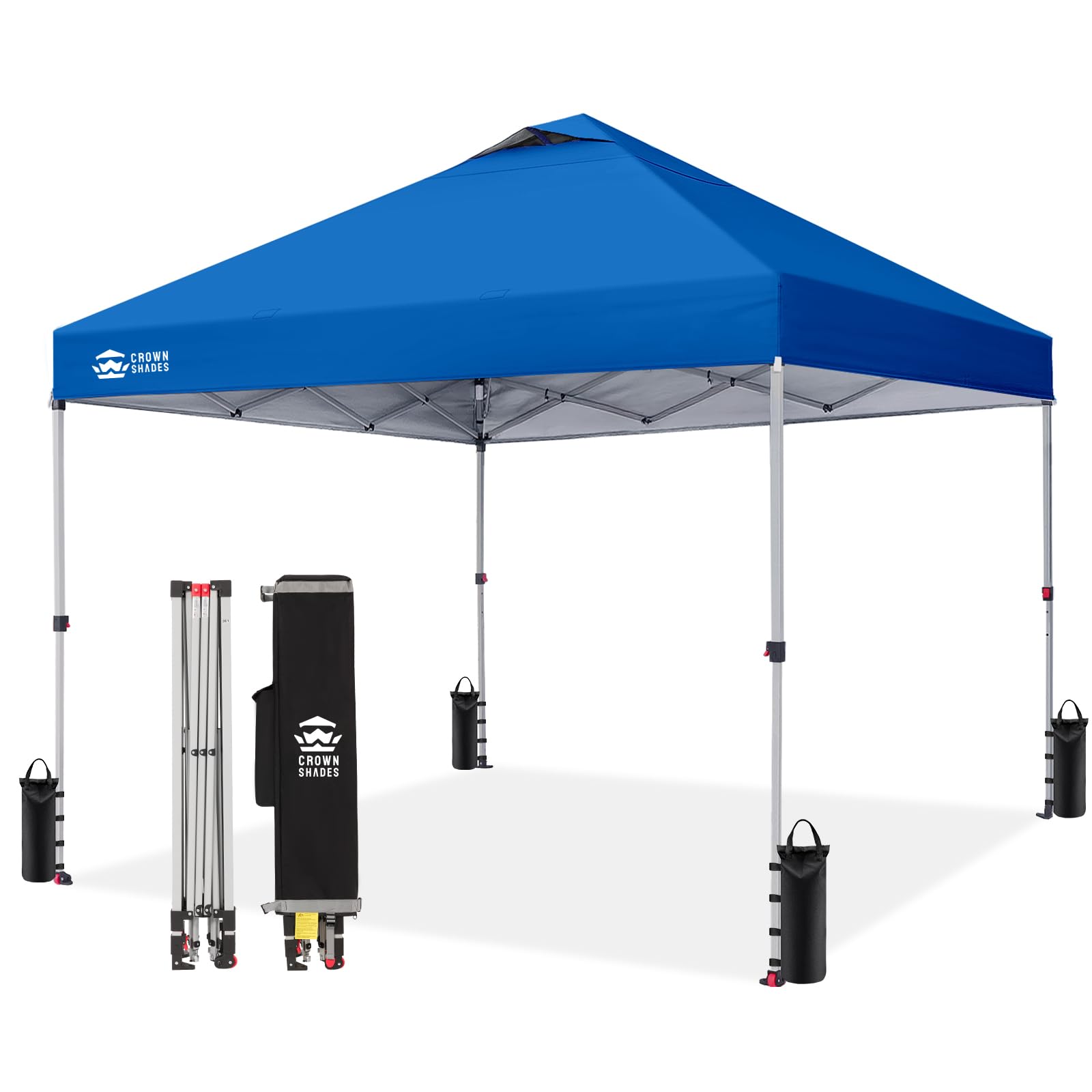CROWN SHADES 8x8 Pop Up Canopy Tent with One Push Setup, Grid White