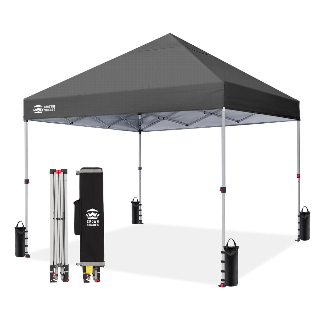 CROWN SHADES 8x8 Pop Up Canopy Tent with One Push Setup, Grid White