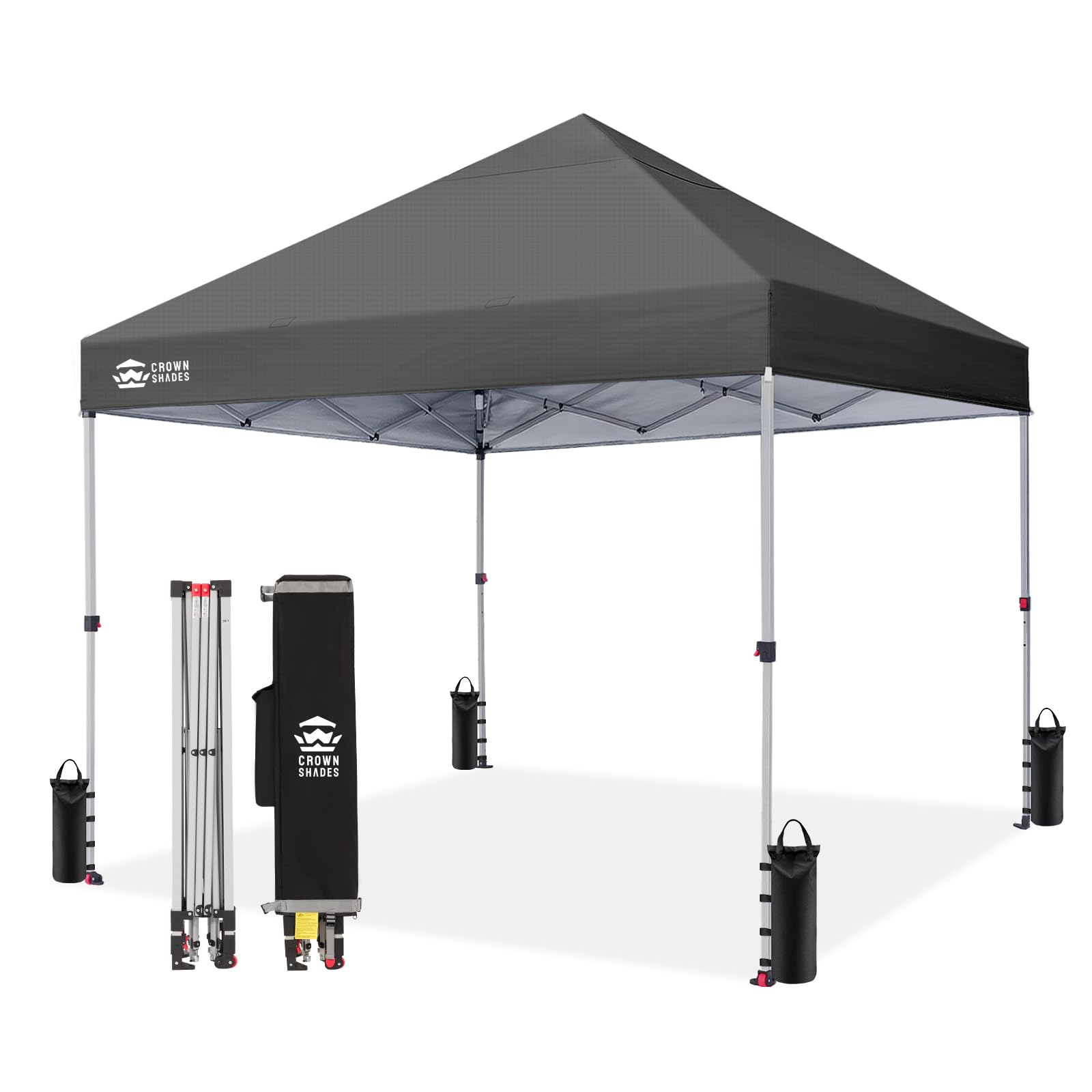 CROWN SHADES 8x8 Pop Up Canopy Tent with One Push Setup, Grid White