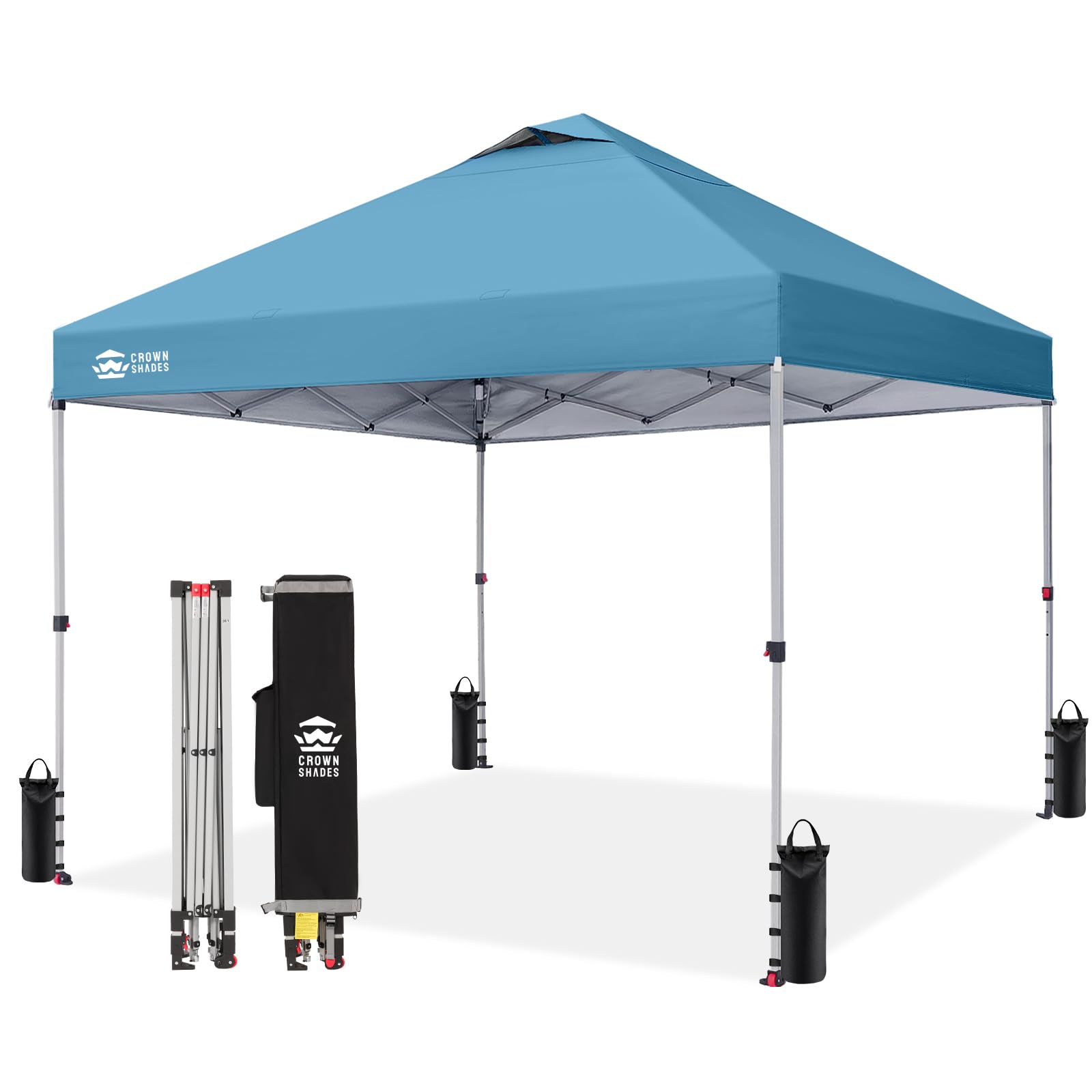 CROWN SHADES 8x8 Pop Up Canopy Tent with One Push Setup, Grid White