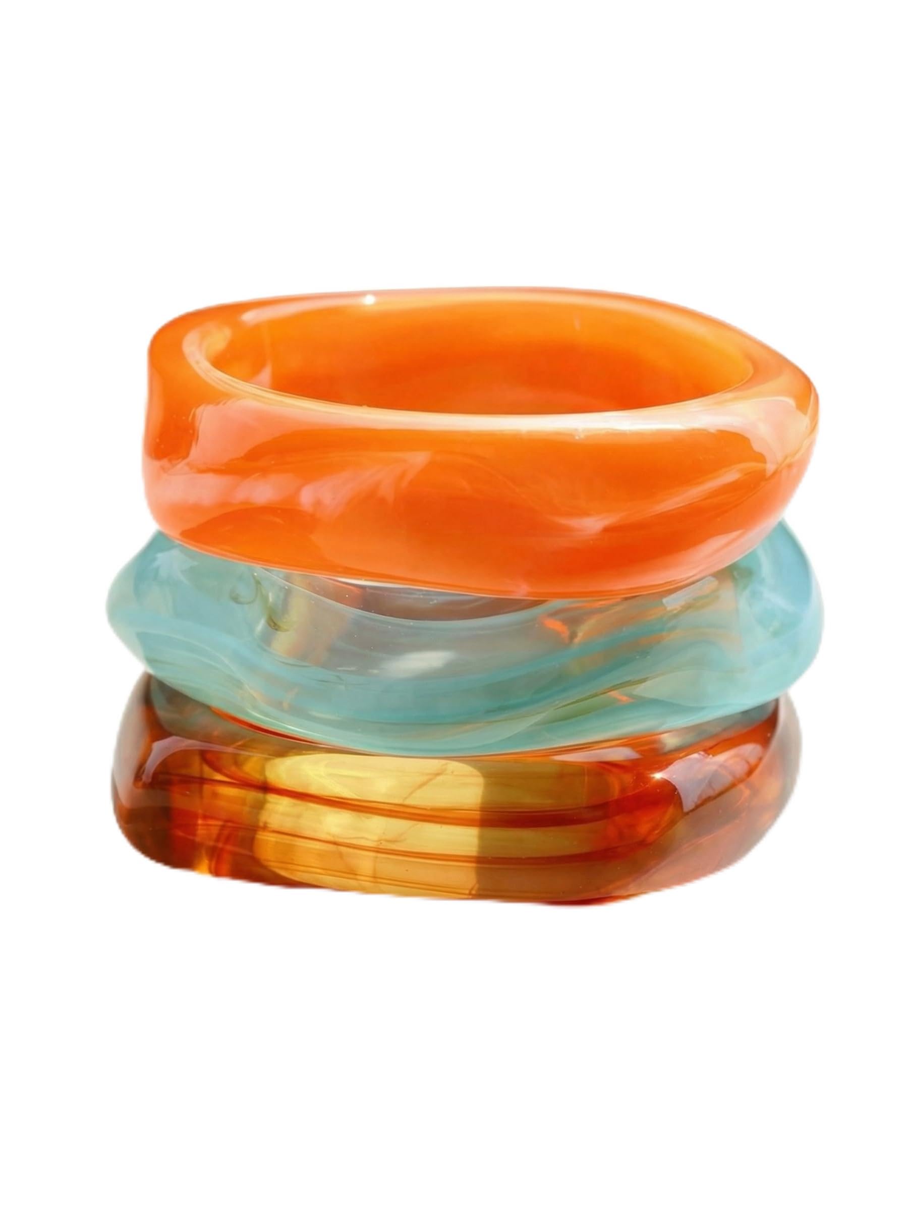 ÌF ME Acrylic Bangles Bracelets for Women, Irregular Acrylic Resin Chunky Bracelets Geometric Fashions Thick Statement bangle Set