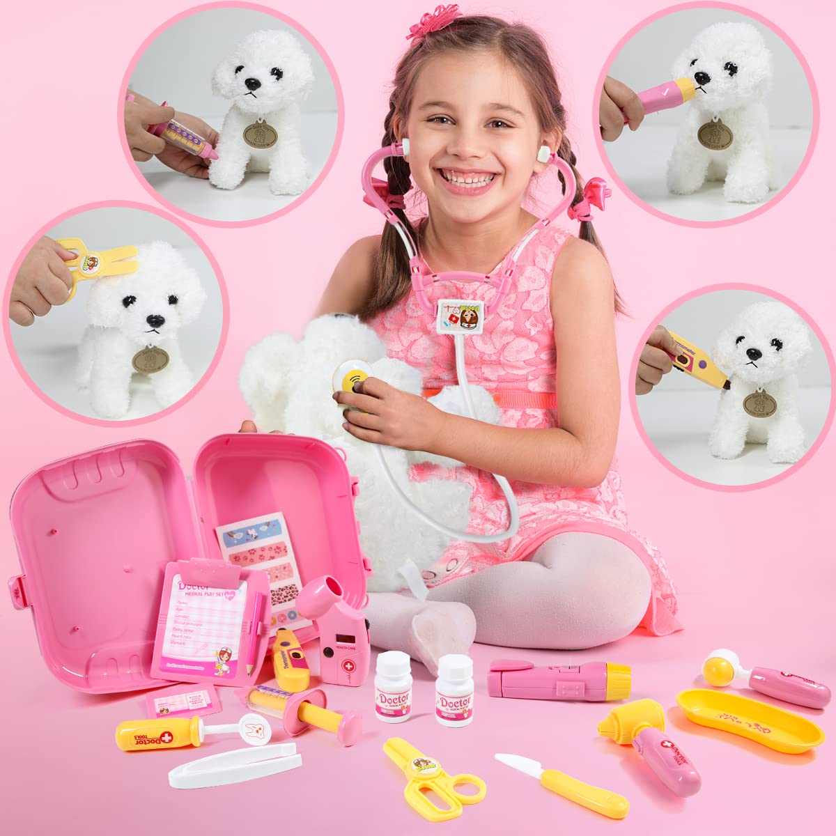 Meland Doctor Kit with Puppy for Kids, Pretend Play Toy Gift for Ages 3–6