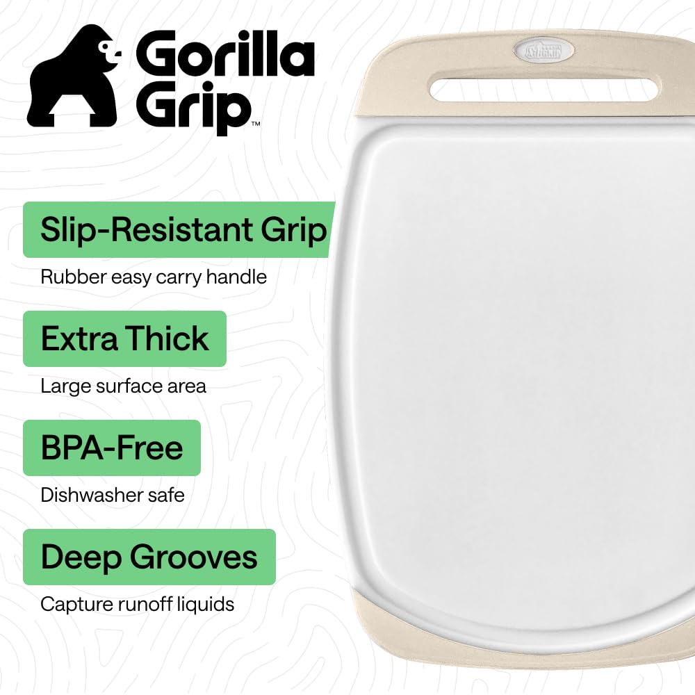 GORILLA GRIP BPA-Free Reversible Kitchen Cutting Board, Set of 3, Black