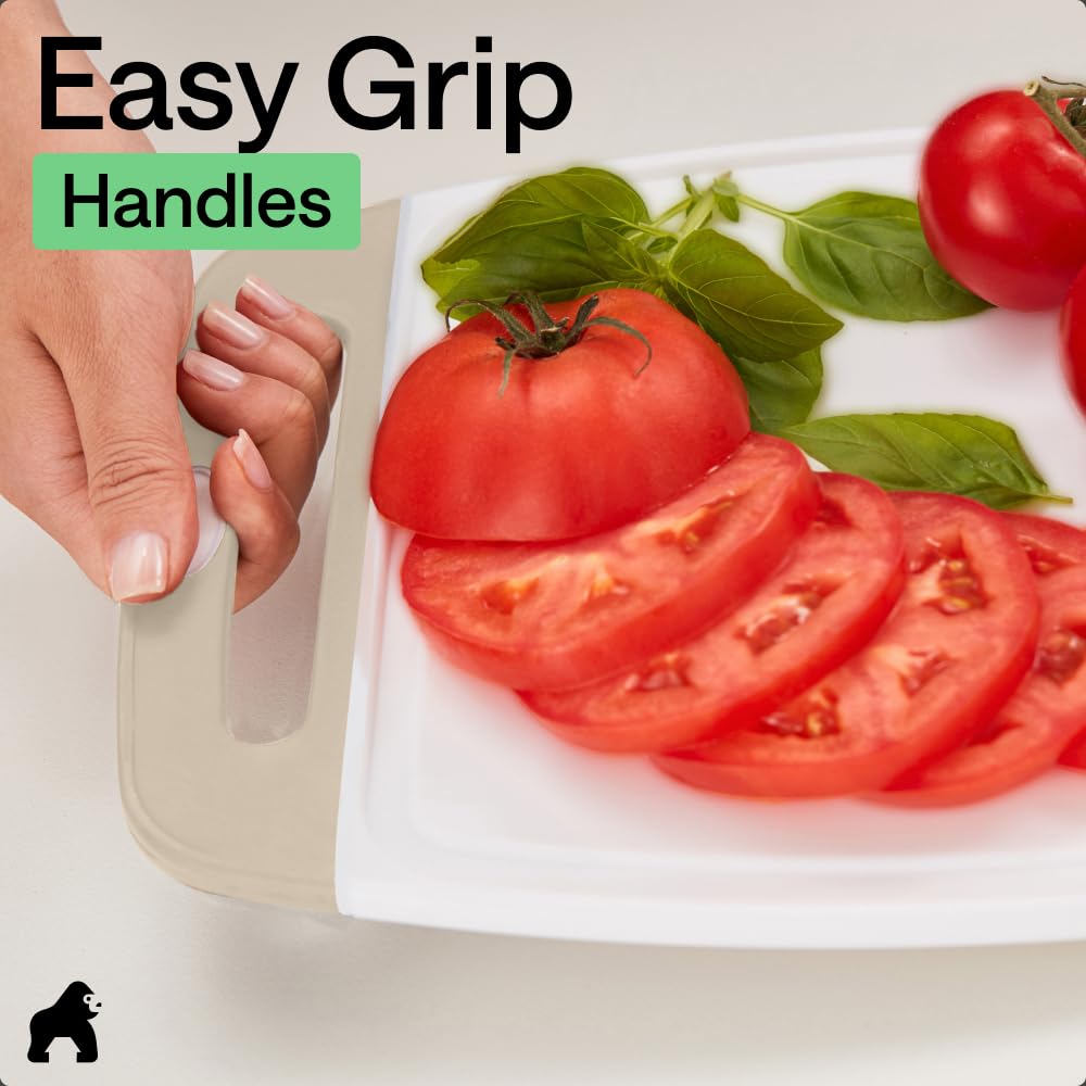 GORILLA GRIP BPA-Free Reversible Kitchen Cutting Board, Set of 3, Black