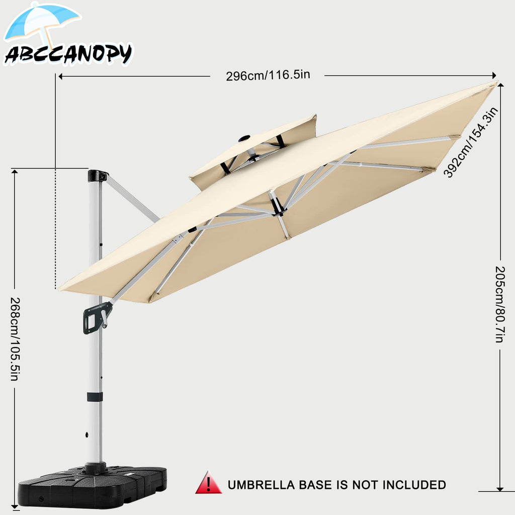 ABCCANOPY Patio Umbrella Cantilever Double Top Outdoor Offset Umbrella with 360° Rotation