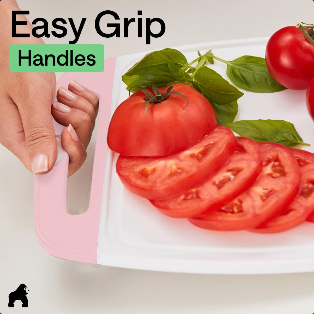 GORILLA GRIP BPA-Free Reversible Kitchen Cutting Board, Set of 3, Black