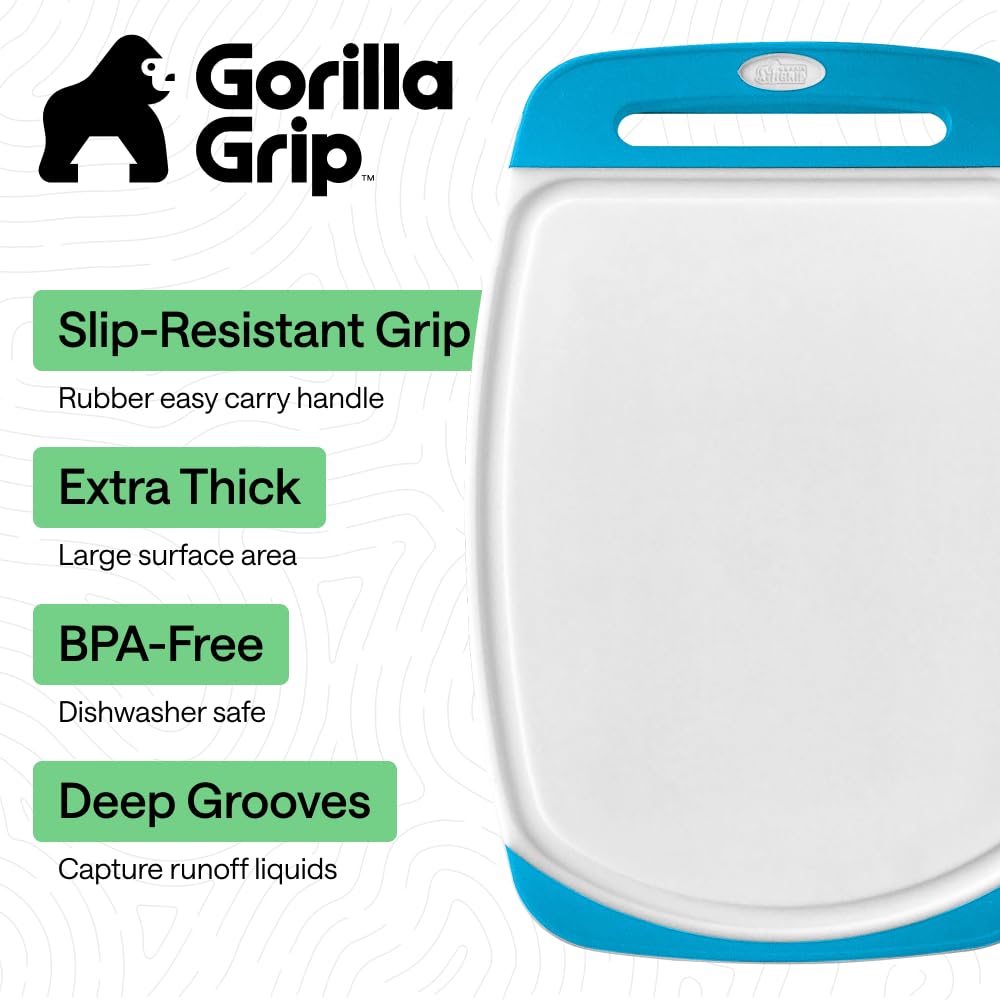 GORILLA GRIP BPA-Free Reversible Kitchen Cutting Board, Set of 3, Black