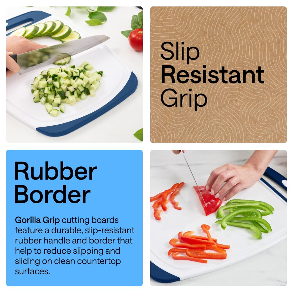 GORILLA GRIP BPA-Free Reversible Kitchen Cutting Board, Set of 3, Black