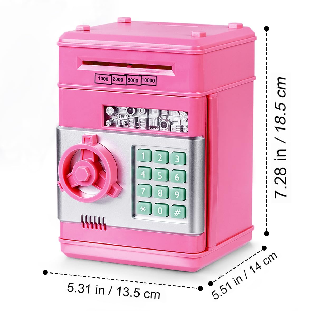 Refasy Piggy Bank Cash Coin Can ATM Bank Electronic Coin Money Bank for Kids Age 3-12, Money Savings Box Mini ATM Coin Bank Toys Gifts for 3 4 5 6 7 8 9 10 11 12 Year Old Boys Girls
