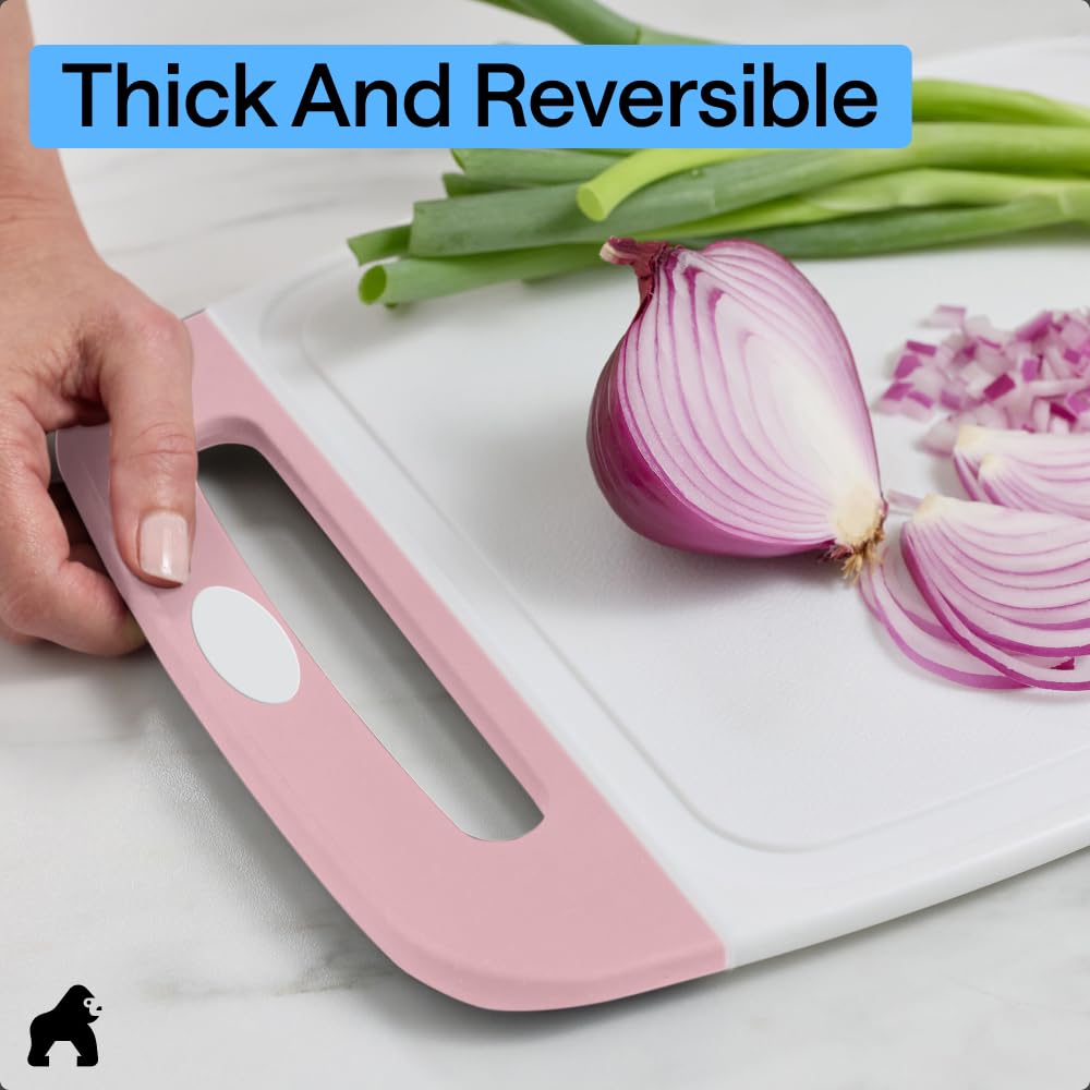 GORILLA GRIP BPA-Free Reversible Kitchen Cutting Board, Set of 3, Black