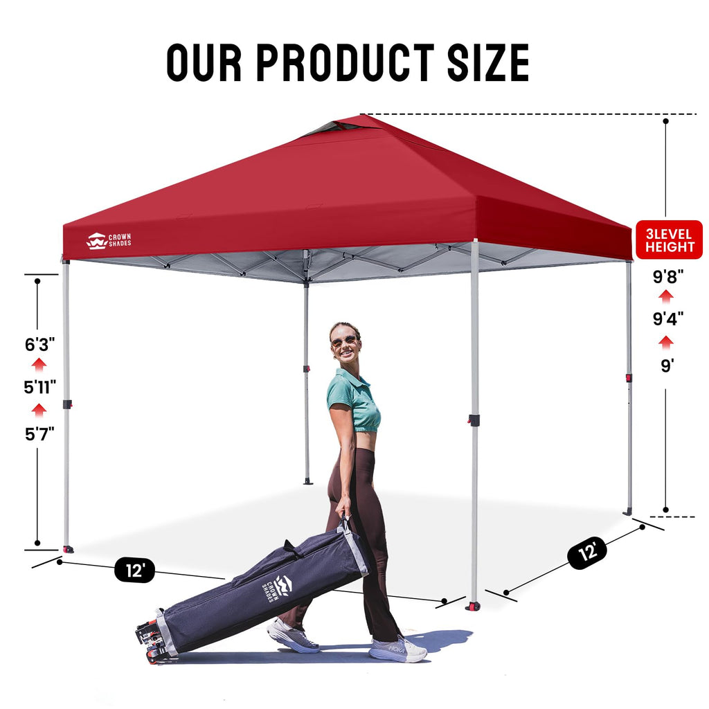 CROWN SHADES 8x8 Pop Up Canopy Tent with One Push Setup, Grid White
