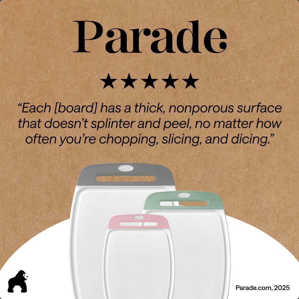 GORILLA GRIP BPA-Free Reversible Kitchen Cutting Board, Set of 3, Black