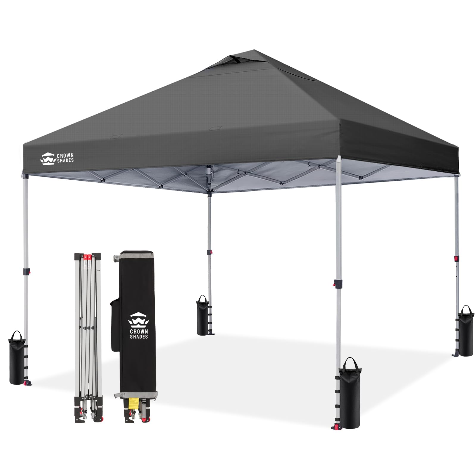 CROWN SHADES 8x8 Pop Up Canopy Tent with One Push Setup, Grid White