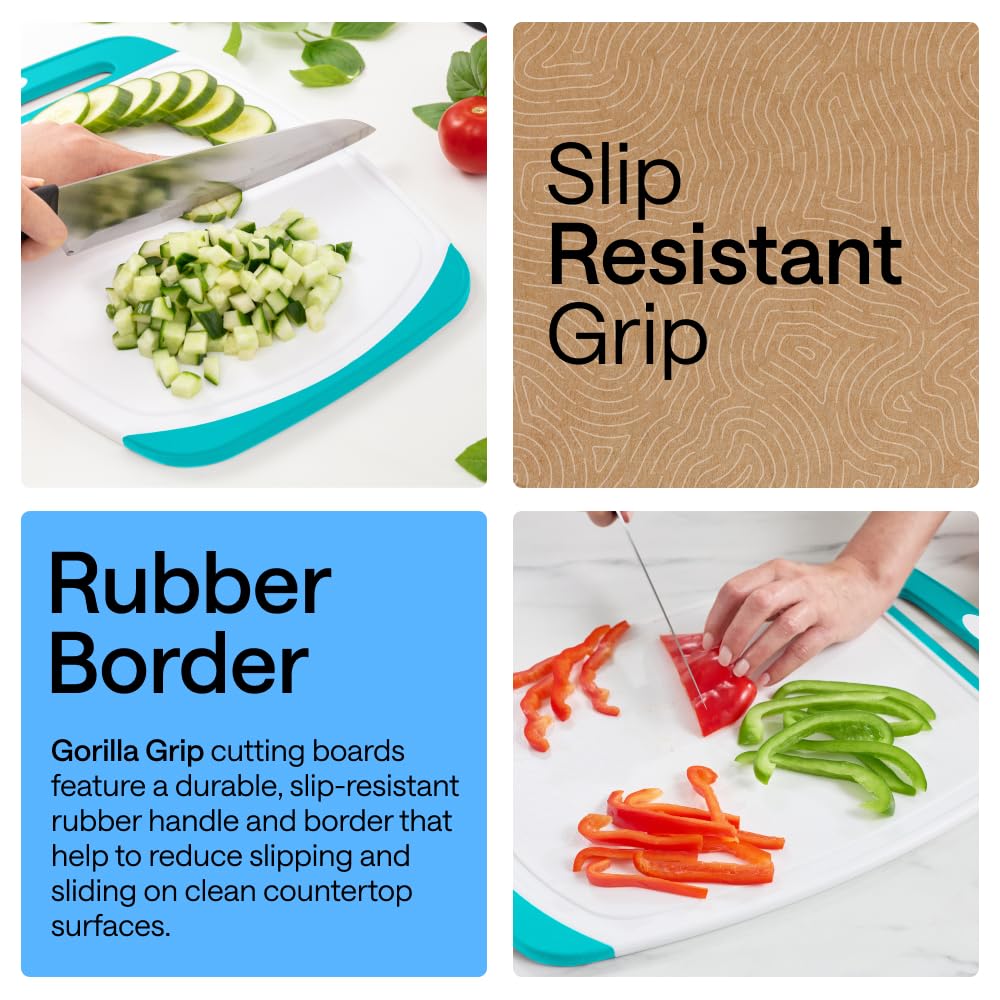 GORILLA GRIP BPA-Free Reversible Kitchen Cutting Board, Set of 3, Black