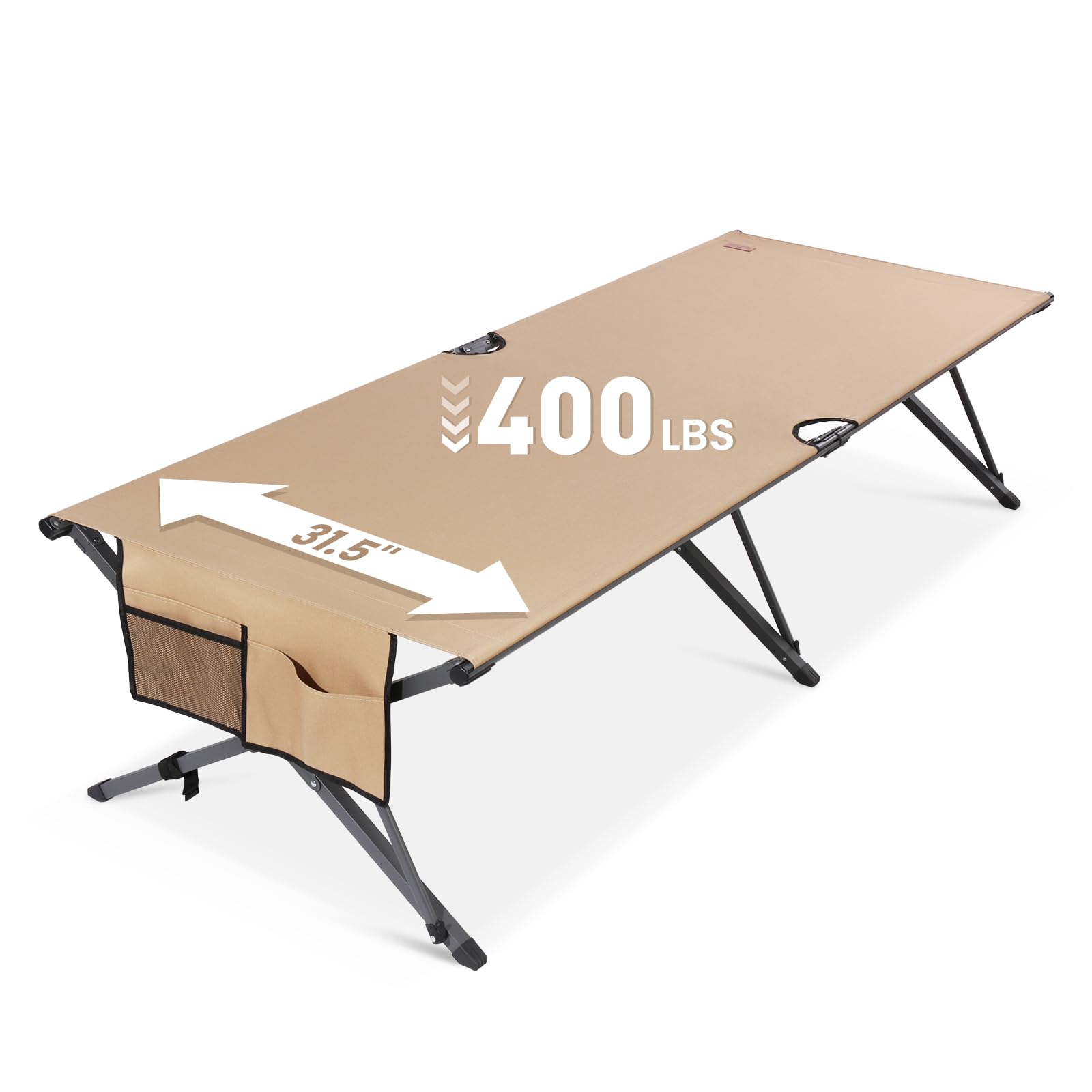 Heavy Duty Camping Cot for Adults, 31.5'' Wide Folding Cot, Support 400LBS