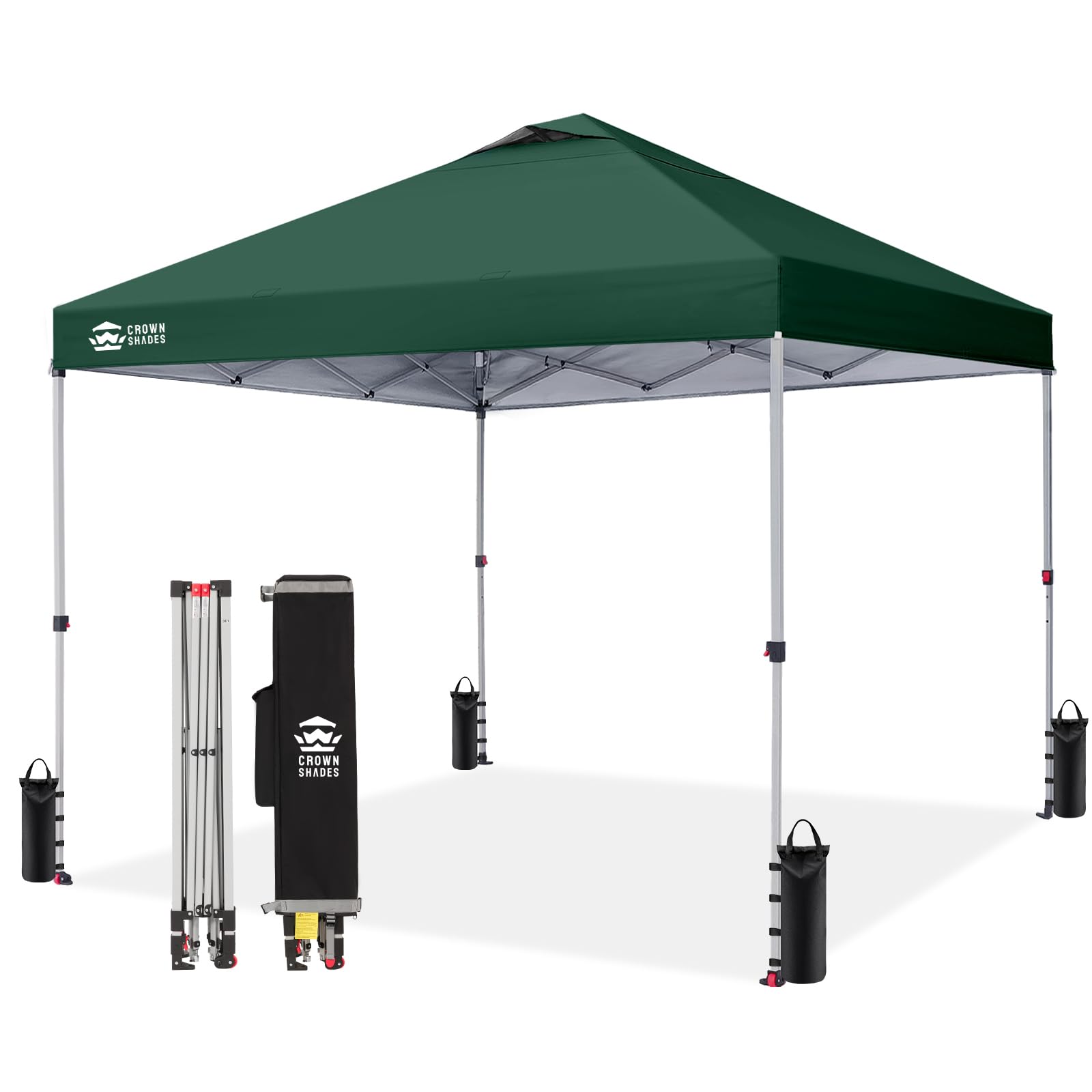 CROWN SHADES 8x8 Pop Up Canopy Tent with One Push Setup, Grid White