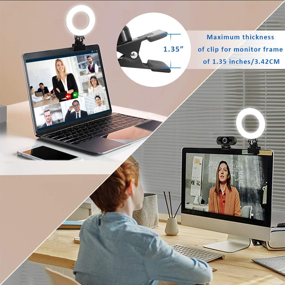 Cyezcor Video Conference Lighting Kit, Ring Light for Monitor Clip On