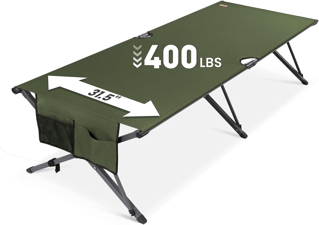 Heavy Duty Camping Cot for Adults, 31.5'' Wide Folding Cot, Support 400LBS