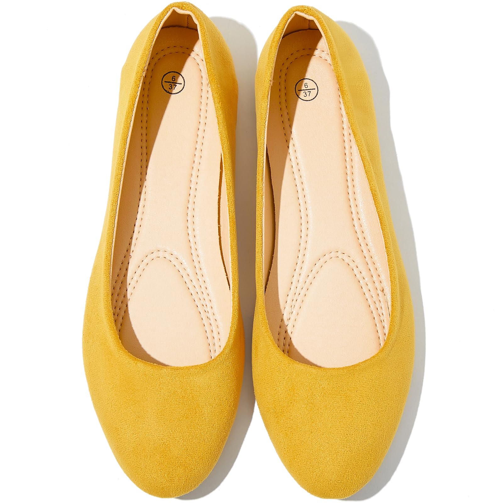 Shupua Flats for Women Round Toe Black Ballet Flats Dressy Work Shoes