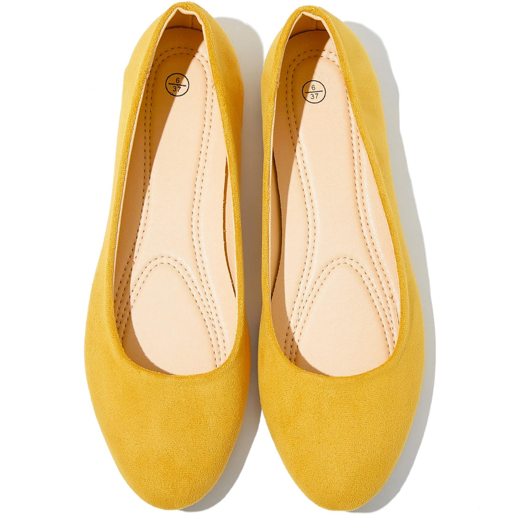 Shupua Flats for Women Round Toe Black Ballet Flats Dressy Work Shoes