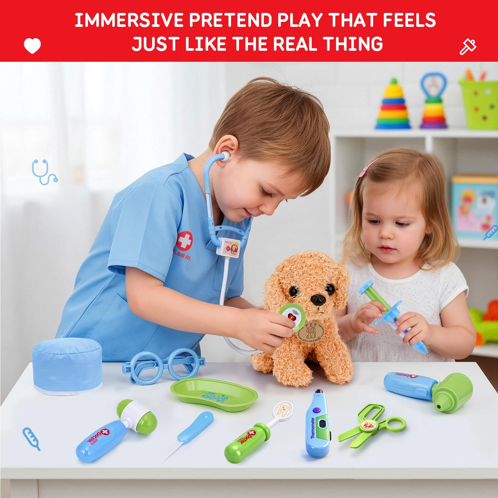 Meland Doctor Kit with Puppy for Kids, Pretend Play Toy Gift for Ages 3–6