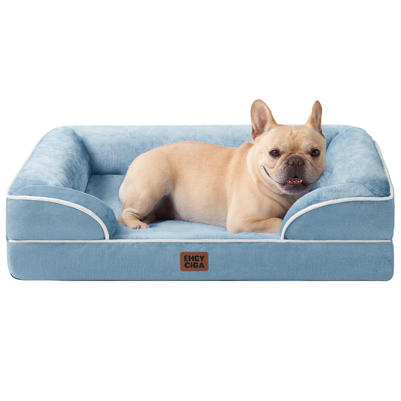 EHEYCIGA Orthopedic Dog Beds Large Sized Dog, Waterproof Memory Foam Pet Bed with Sides, Non-Slip Bottom Large Pet Bed with Washable Removable Cover, Grey