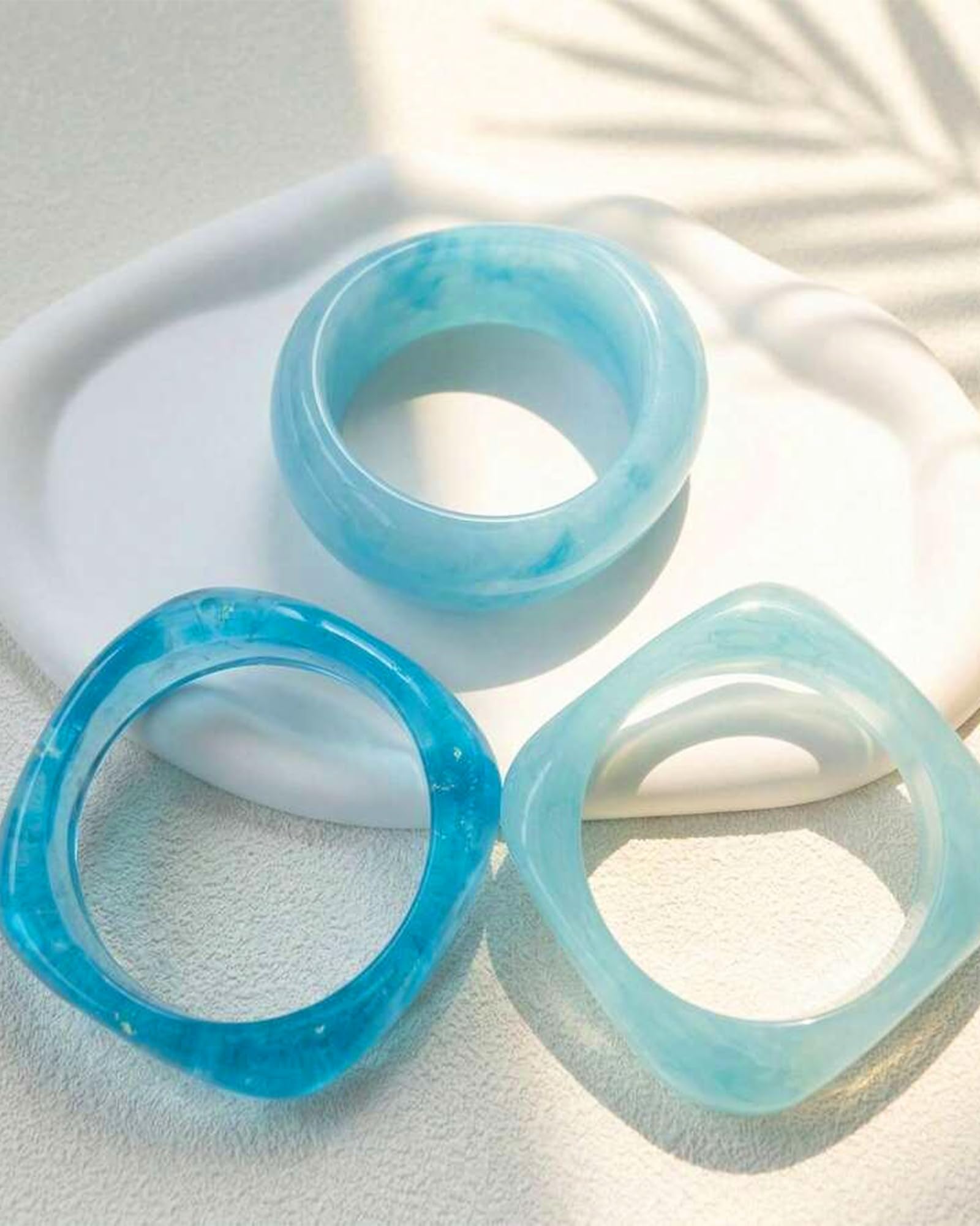 ÌF ME Acrylic Bangles Bracelets for Women, Irregular Acrylic Resin Chunky Bracelets Geometric Fashions Thick Statement bangle Set