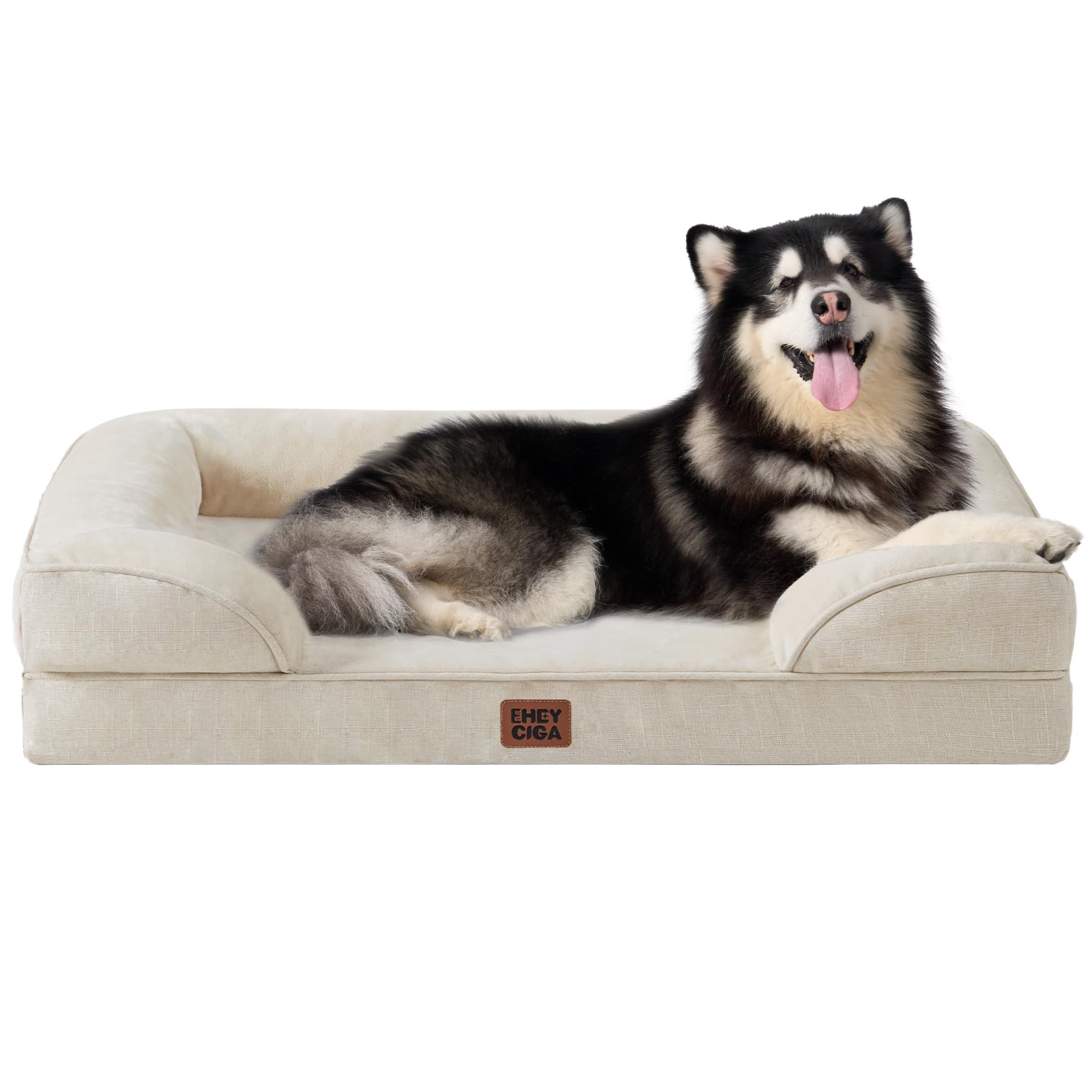 EHEYCIGA Orthopedic Dog Beds Large Sized Dog, Waterproof Memory Foam Pet Bed with Sides, Non-Slip Bottom Large Pet Bed with Washable Removable Cover, Grey