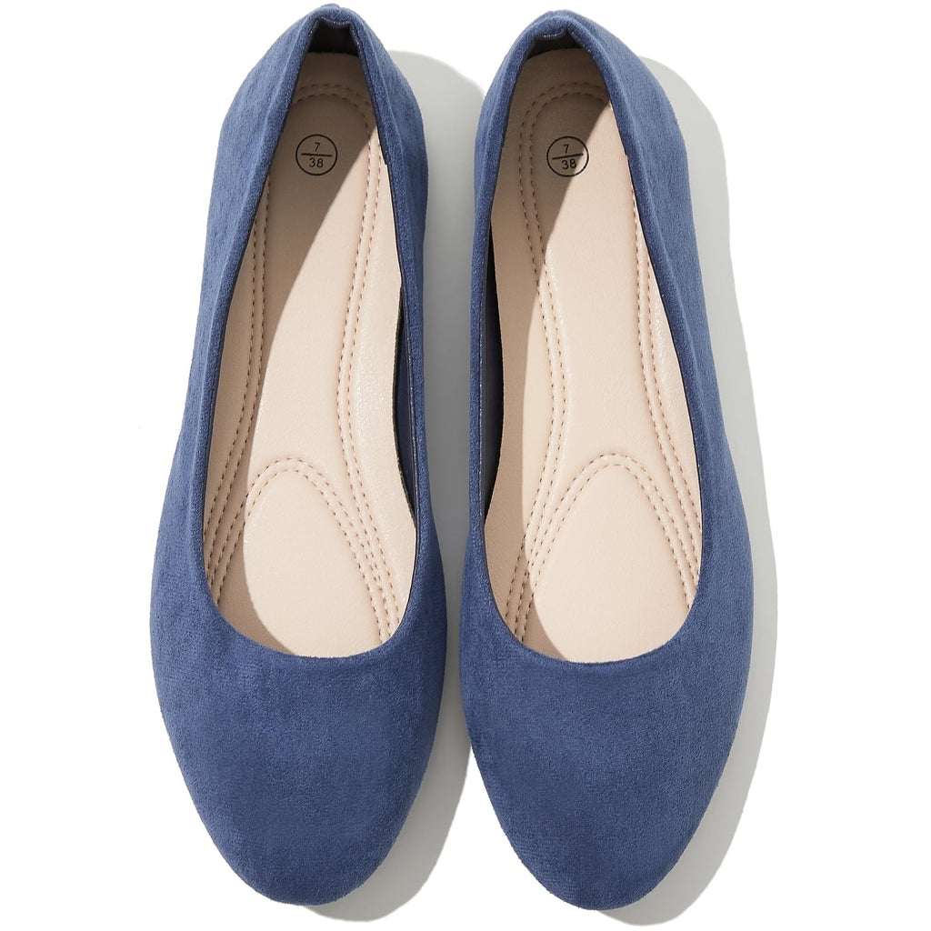 Shupua Flats for Women Round Toe Black Ballet Flats Dressy Work Shoes