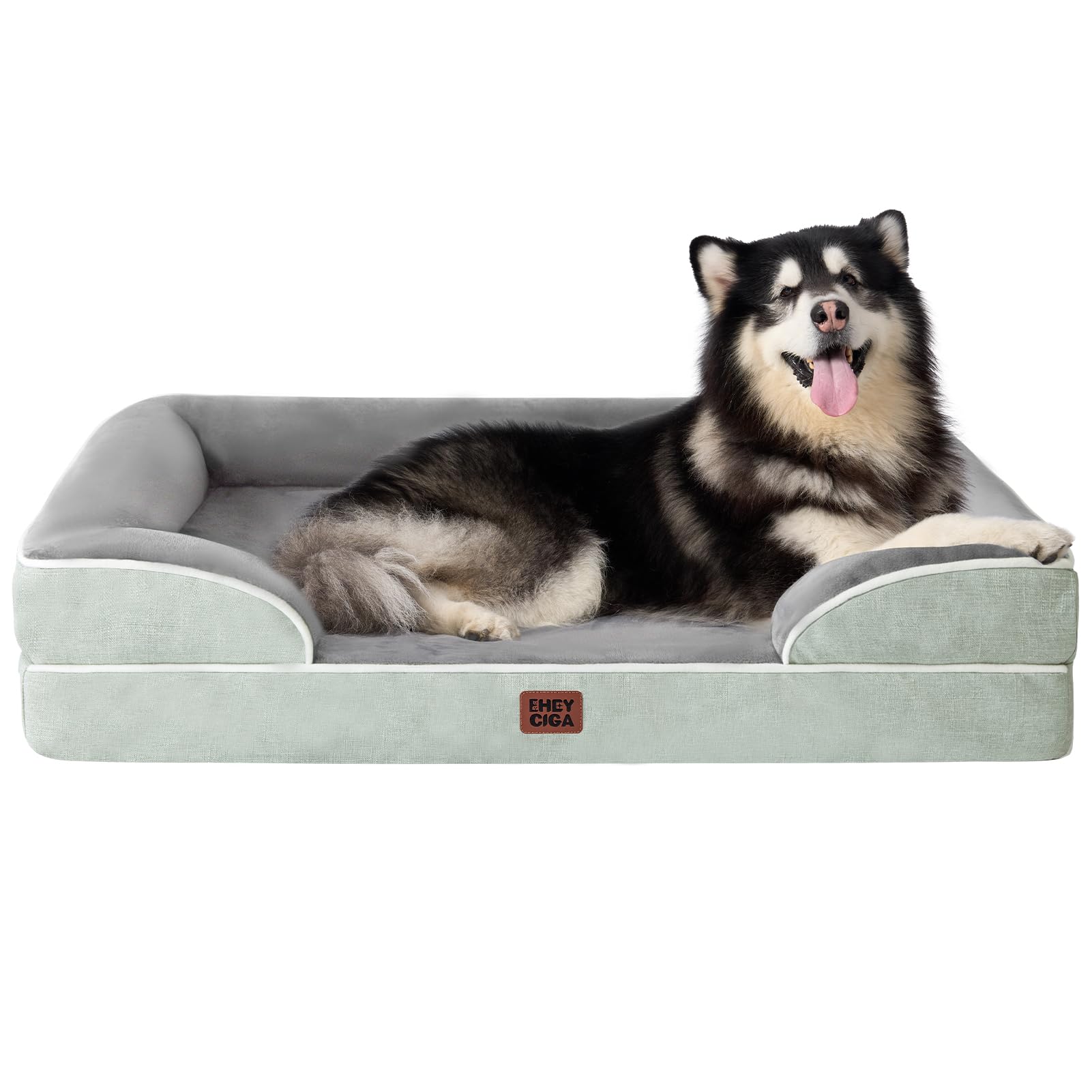 EHEYCIGA Orthopedic Dog Beds Large Sized Dog, Waterproof Memory Foam Pet Bed with Sides, Non-Slip Bottom Large Pet Bed with Washable Removable Cover, Grey
