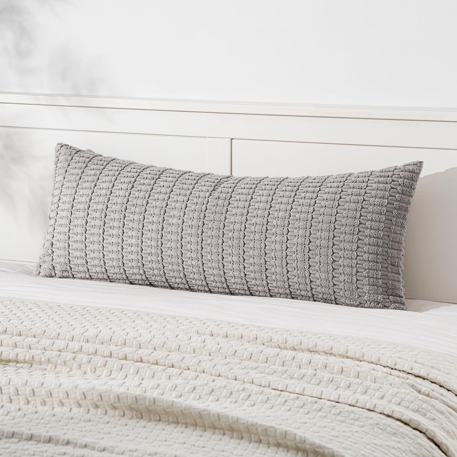 MIULEE Corduroy Decorative Throw Pillow Covers 18x18 Cream White Pack of 2