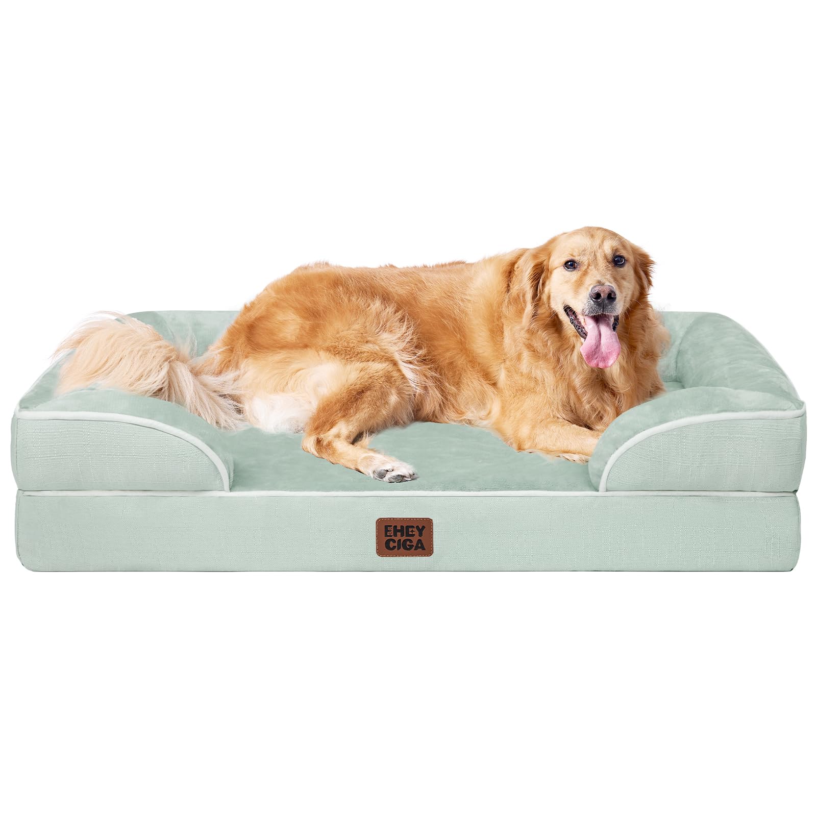 EHEYCIGA Orthopedic Dog Beds Large Sized Dog, Waterproof Memory Foam Pet Bed with Sides, Non-Slip Bottom Large Pet Bed with Washable Removable Cover, Grey
