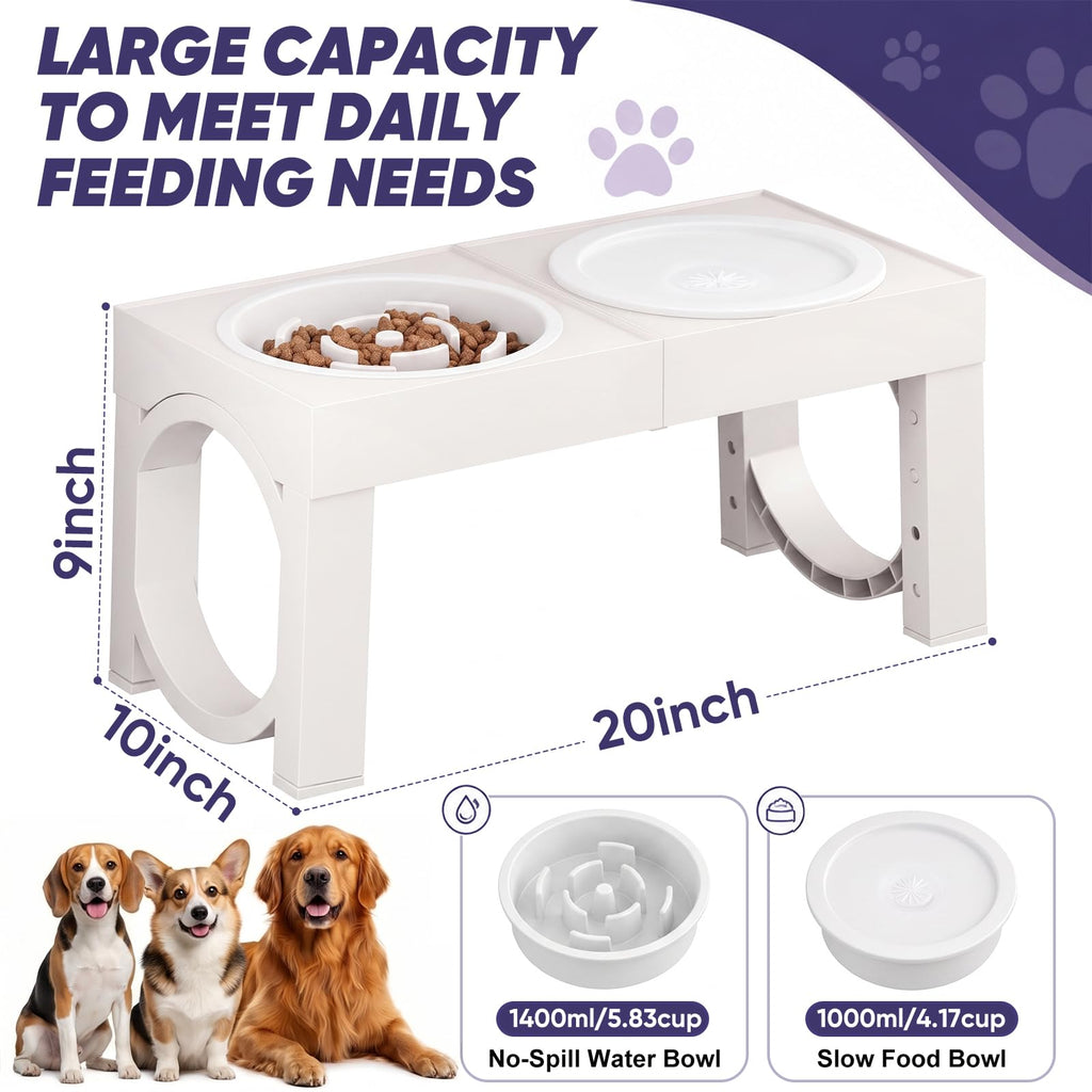 XIAZ Elevated Dog Bowls Large Breed Raised Dogs Bowl Stand Large/Medium Sized Dog Stainless Steel Food Water Bowl Stands 5 Heights Adjustable 9/11/12/14in Black Pet Feeder Dish Station