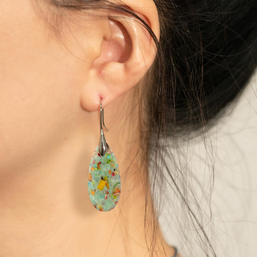 Sriomu Natural Healing Stone Fishhoop Dangle Drop Earrings Statement Gold silver earrings