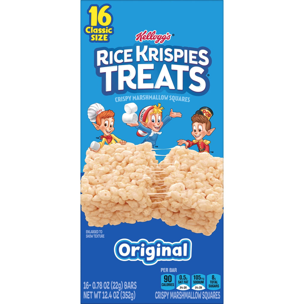 Rice Krispies Treats Crispy Marshmallow Squares, Kids Snacks, Cereal Bars, Original, 31.2oz Box (40 Bars)