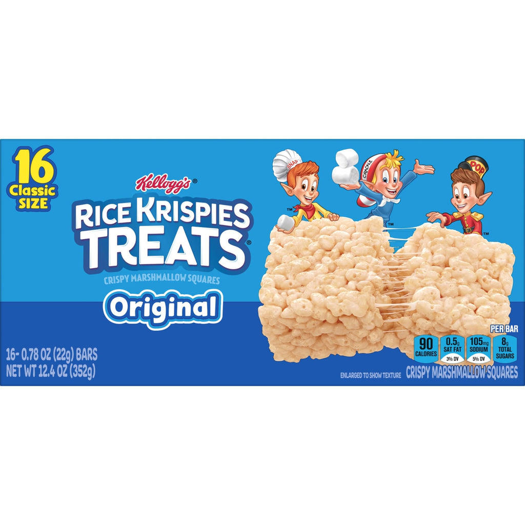 Rice Krispies Treats Crispy Marshmallow Squares, Kids Snacks, Cereal Bars, Original, 31.2oz Box (40 Bars)